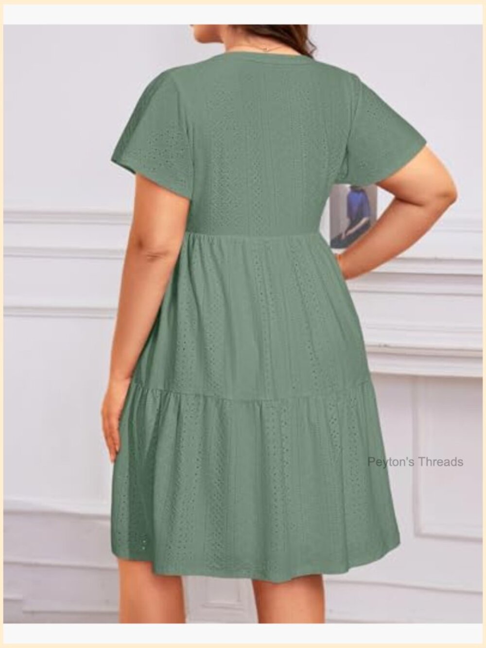 Plus Size Tiered Button Up Boho Summer Midi Sundress - Picture 4 of 6